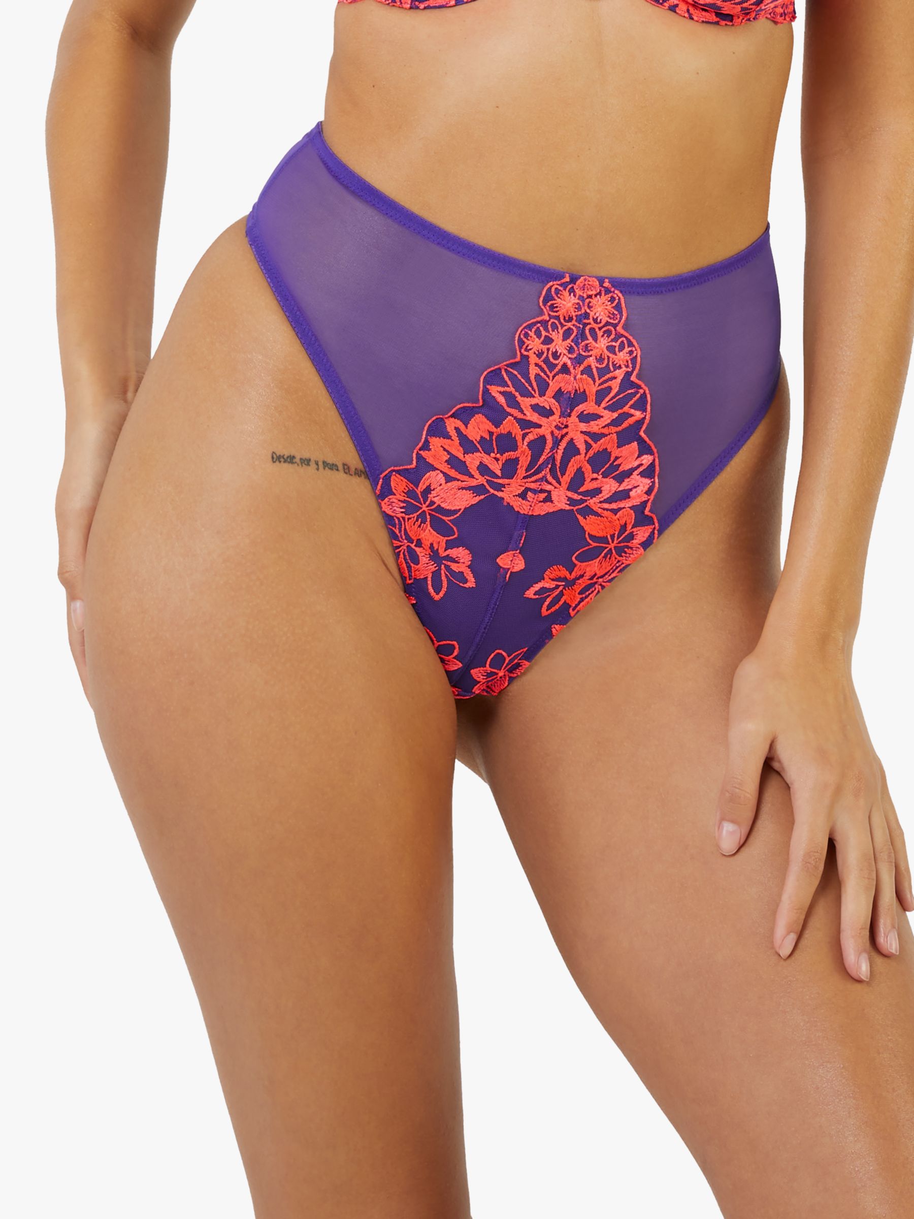Playful Promises Ada Blossom Thong, Purple/Neon Pink at John Lewis