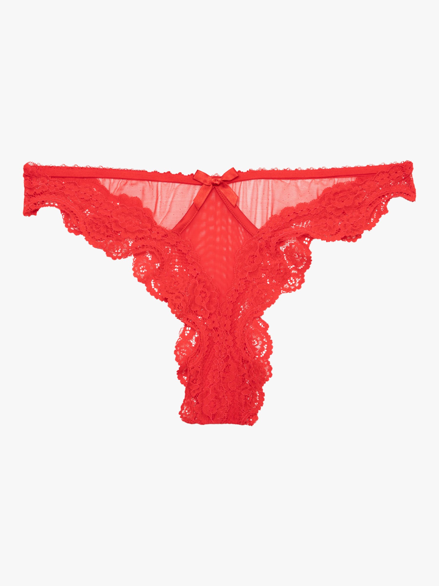 Playful Promises Eliza Lace Trim Brazilian Knickers, Red, 12