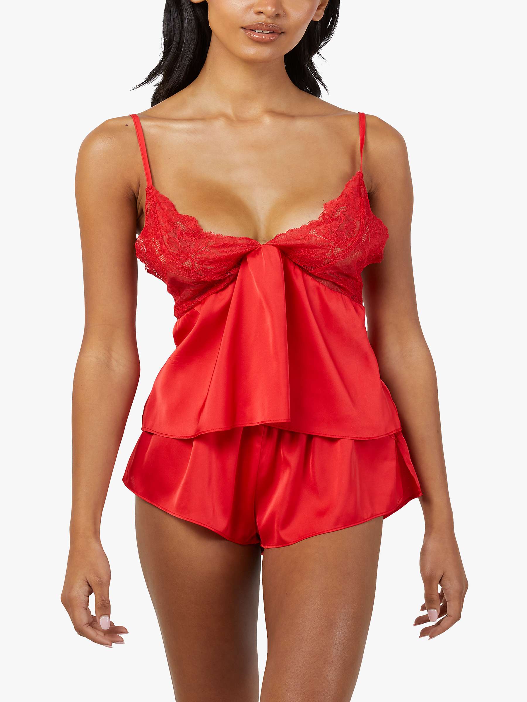 Buy Wolf & Whistle Rosie Satin and Lace Cami and Shorts Pyjama Set, Red Online at johnlewis.com