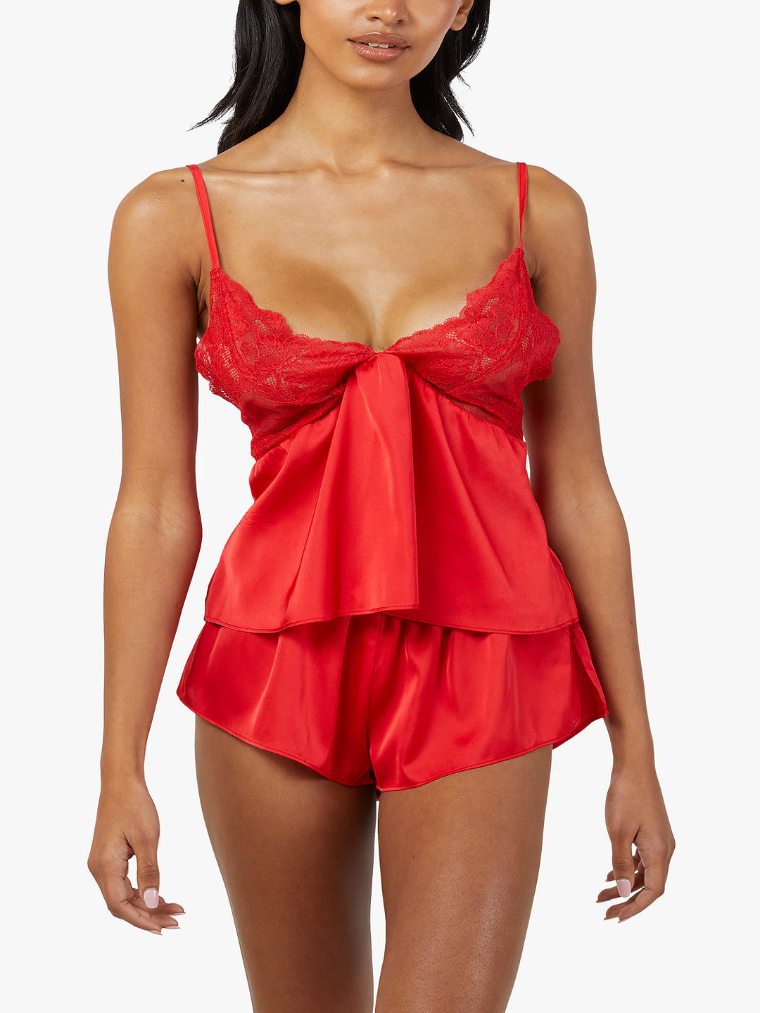 Wolf & Whistle Rosie Satin and Lace Cami and Shorts Pyjama Set, Red