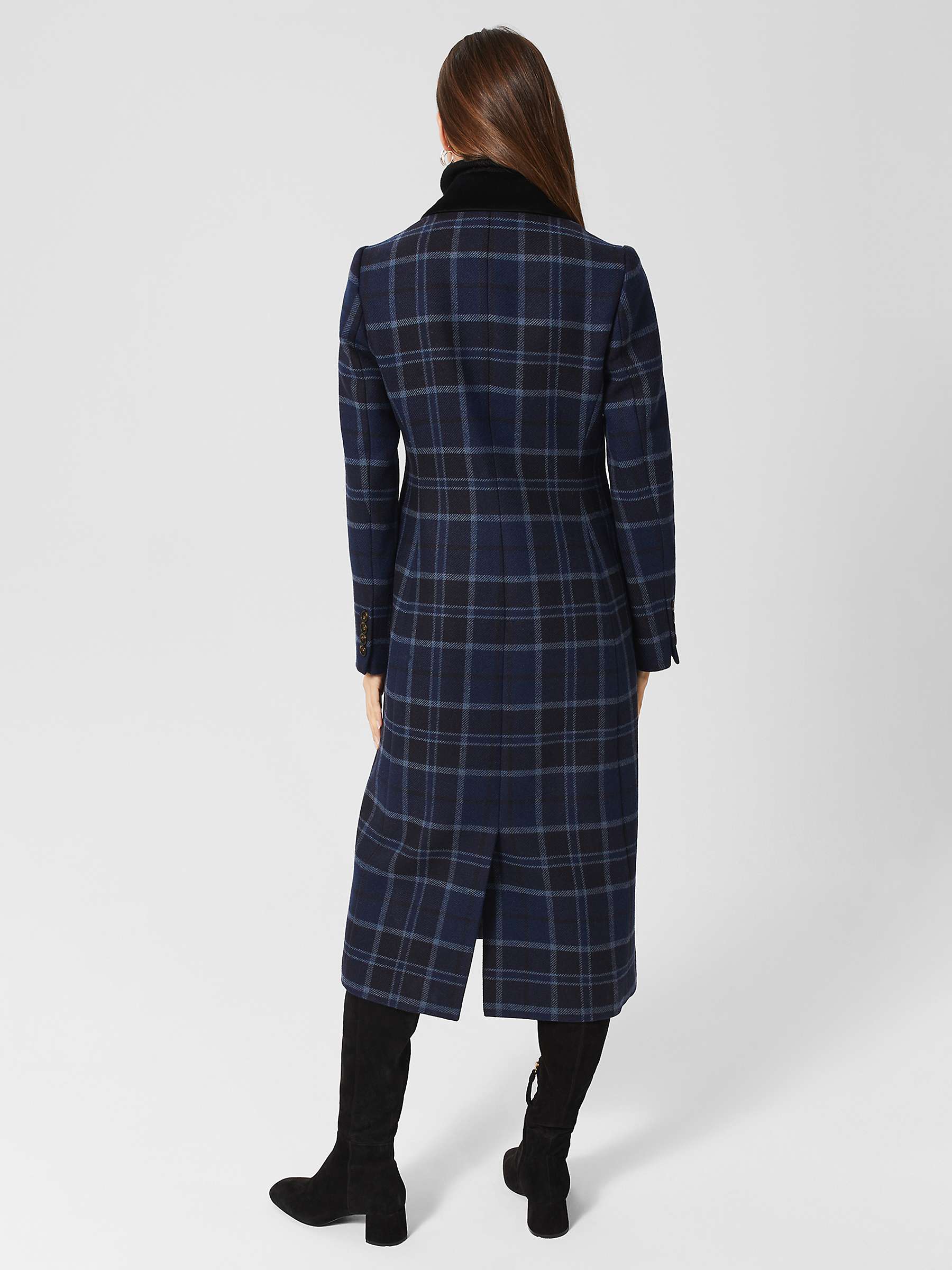 Buy Hobbs Patricia Double Breasted Check Coat, Blue/Multi Online at johnlewis.com