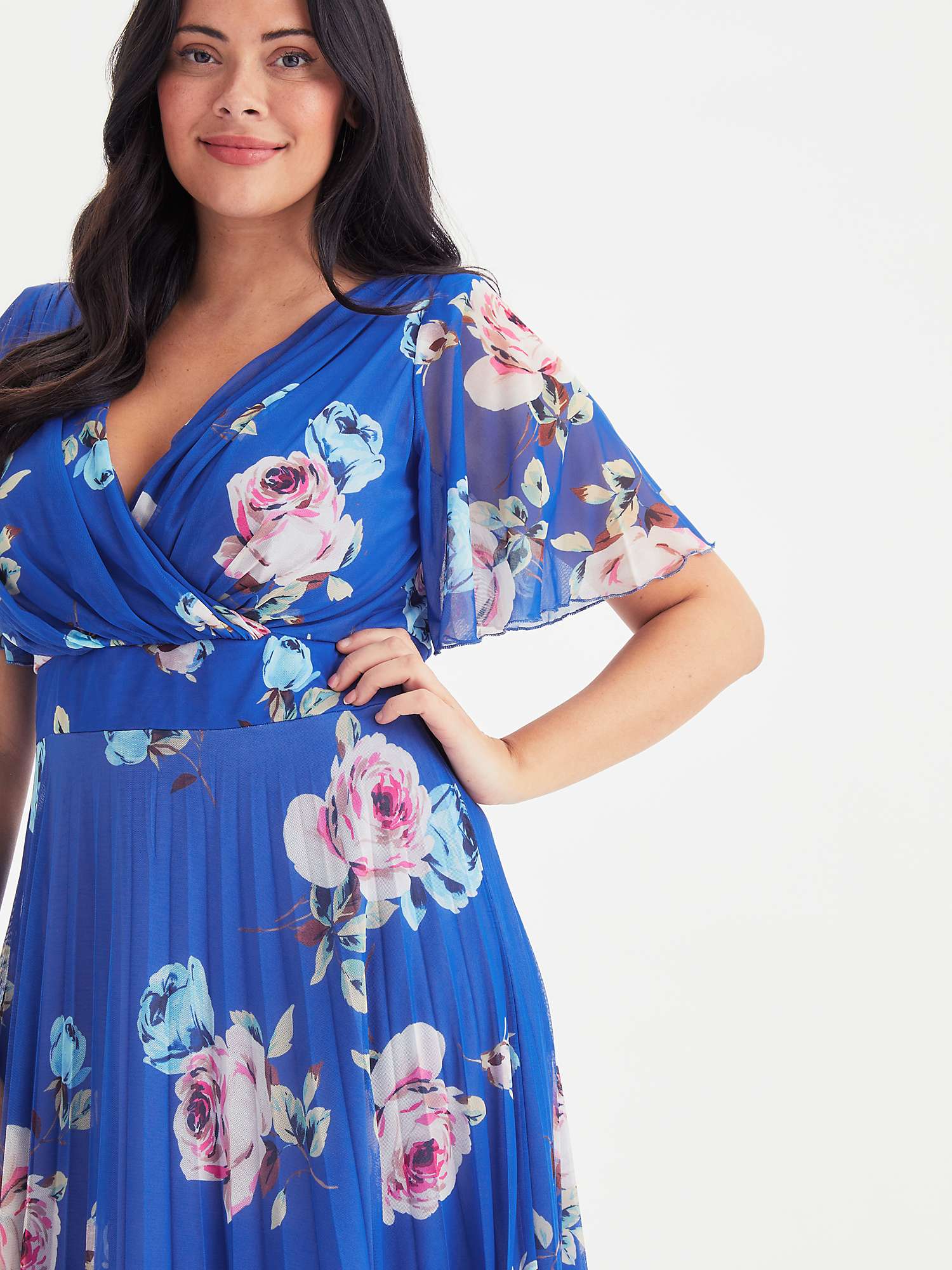 Buy Scarlett & Jo Floral Pleated Wrap Dress, Blue/Multi Online at johnlewis.com
