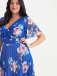 Scarlett & Jo Floral Pleated Wrap Dress, Blue/Multi