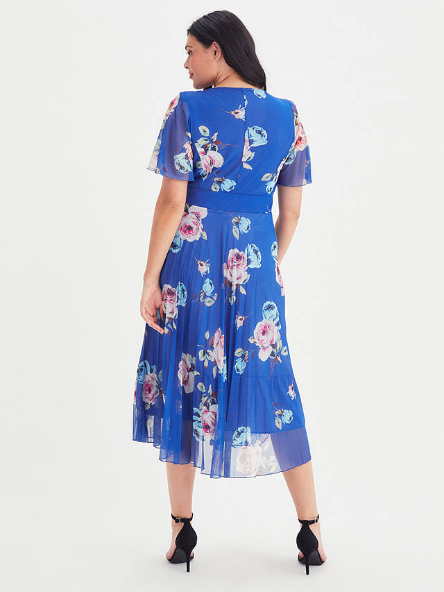Scarlett & Jo Floral Pleated Wrap Dress, Blue/Multi