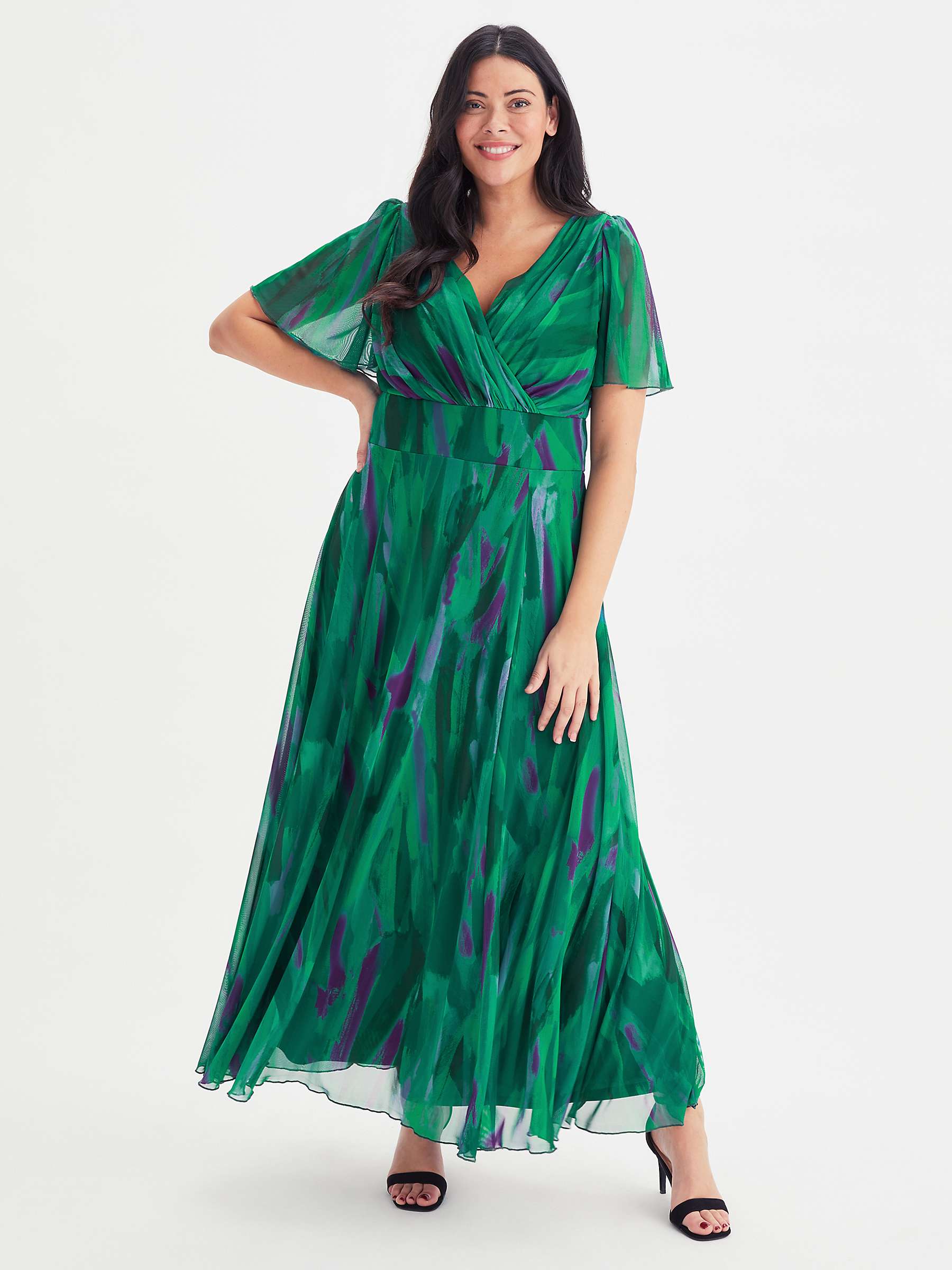 Buy Scarlett & Jo Isabelle Abstract Print Maxi Dress, Green Brush Online at johnlewis.com