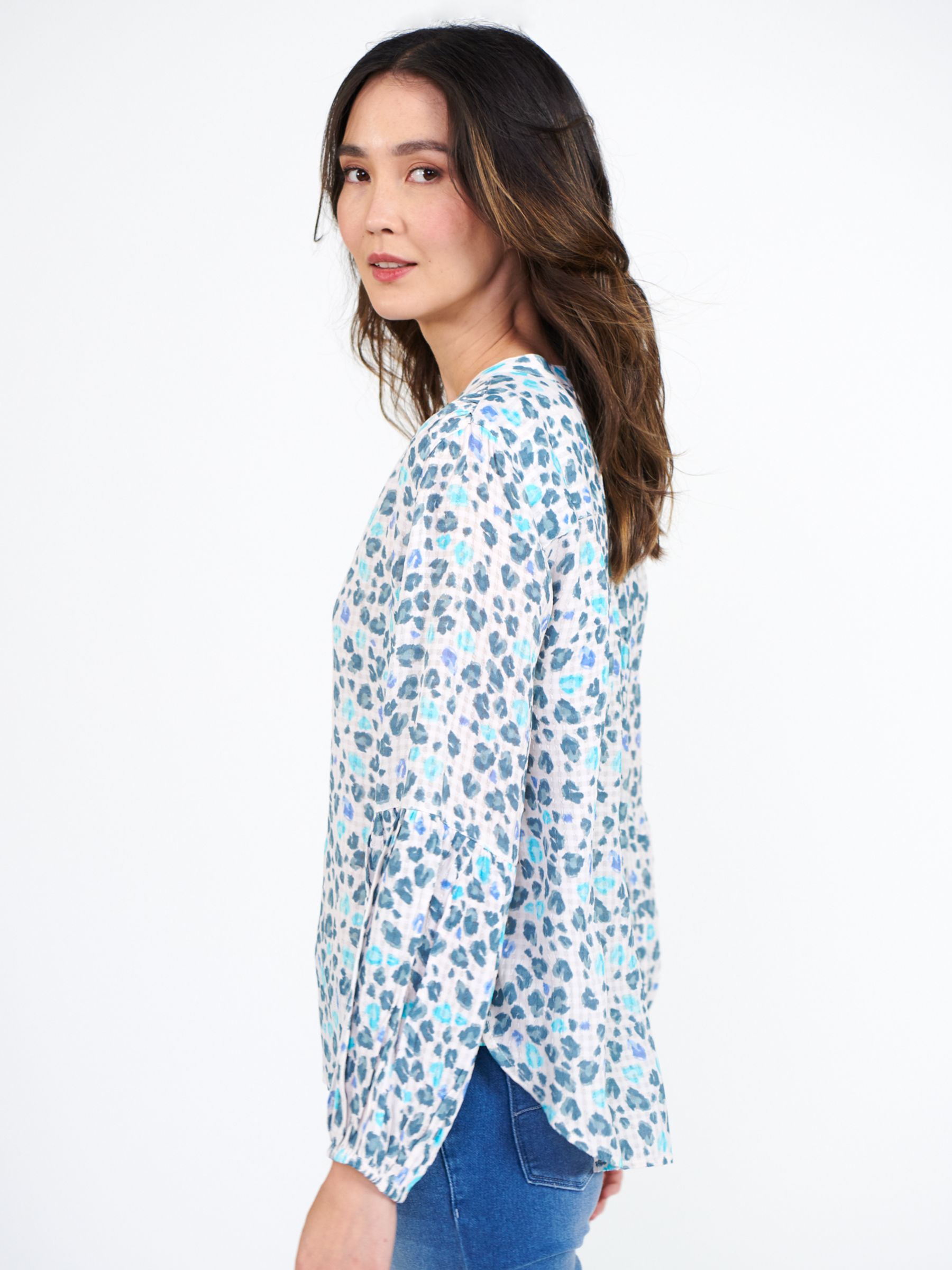 NRBY Amy Floral V-Neck Blouse, White/Multi at John Lewis & Partners