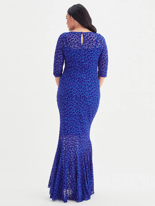 Scarlett & Jo Leopard Print Fishtail Maxi Dress, Blue