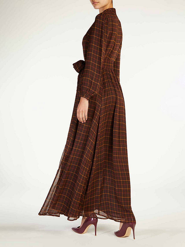 Aab Tartan Maxi Dress, Brown/Multi