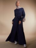 Aab Herringbone Weave Maxi Dress, Navy Multi