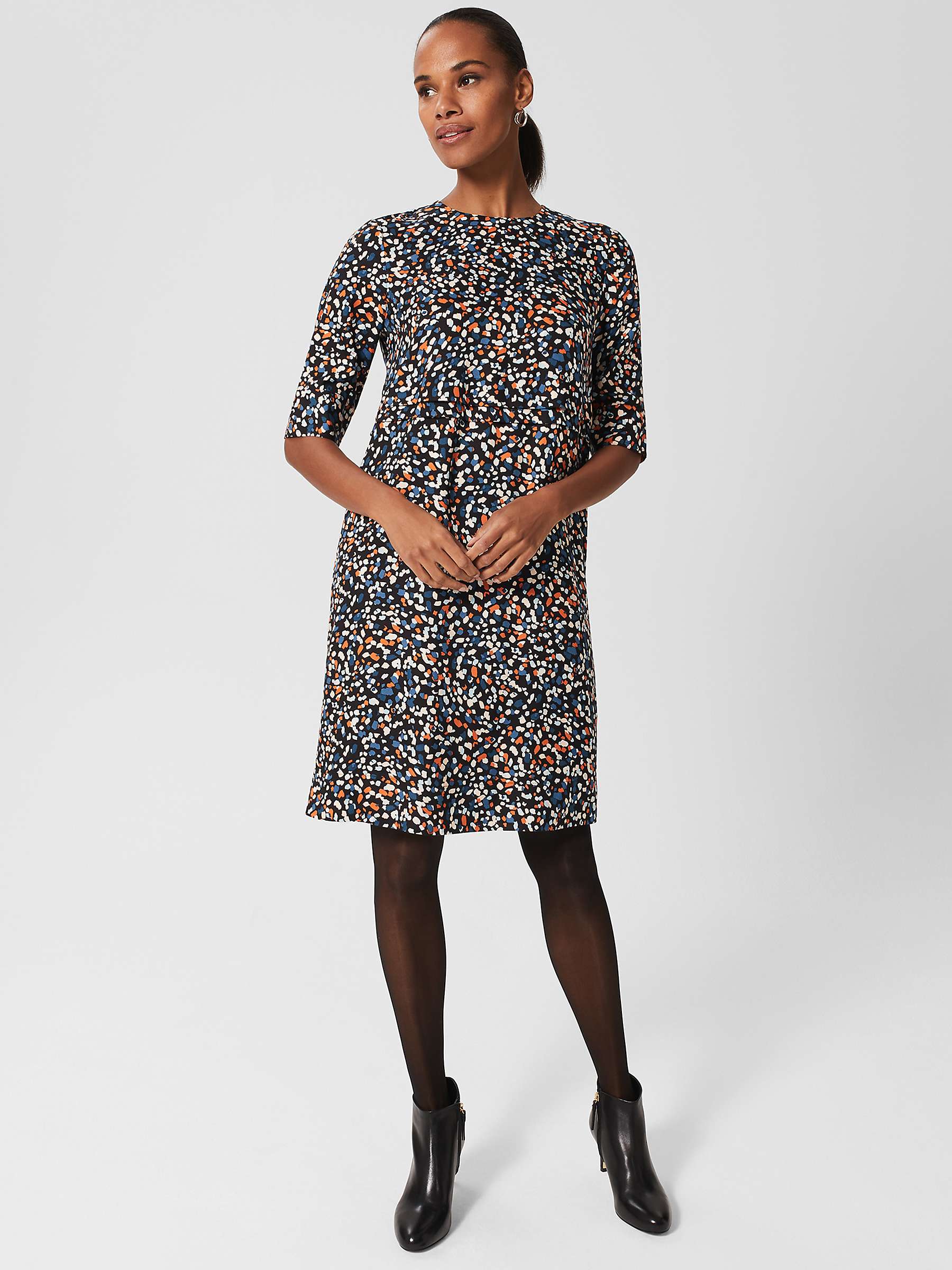 Buy Hobbs Iza Abstract Print Tunic Dress, Black/Multi Online at johnlewis.com