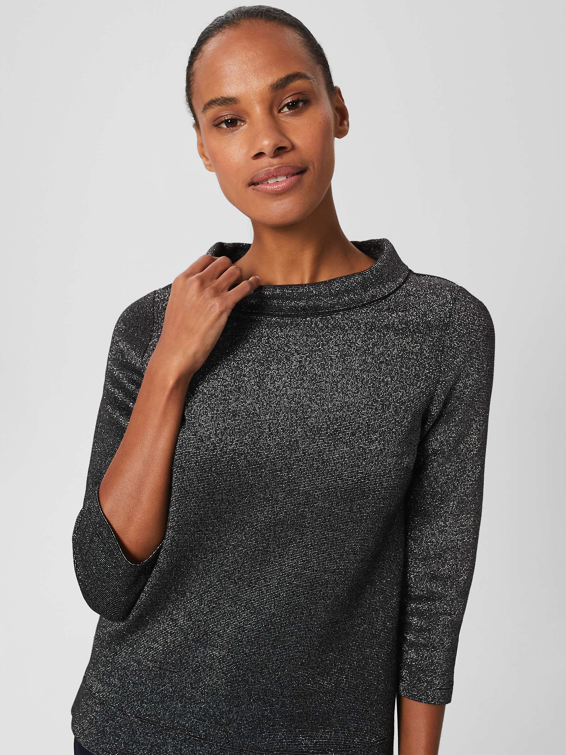 Buy Hobbs Betsy Sparkle Roll Neck Top Online at johnlewis.com