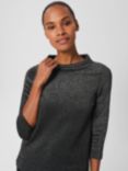 Hobbs Betsy Sparkle Roll Neck Top, Black/Silver