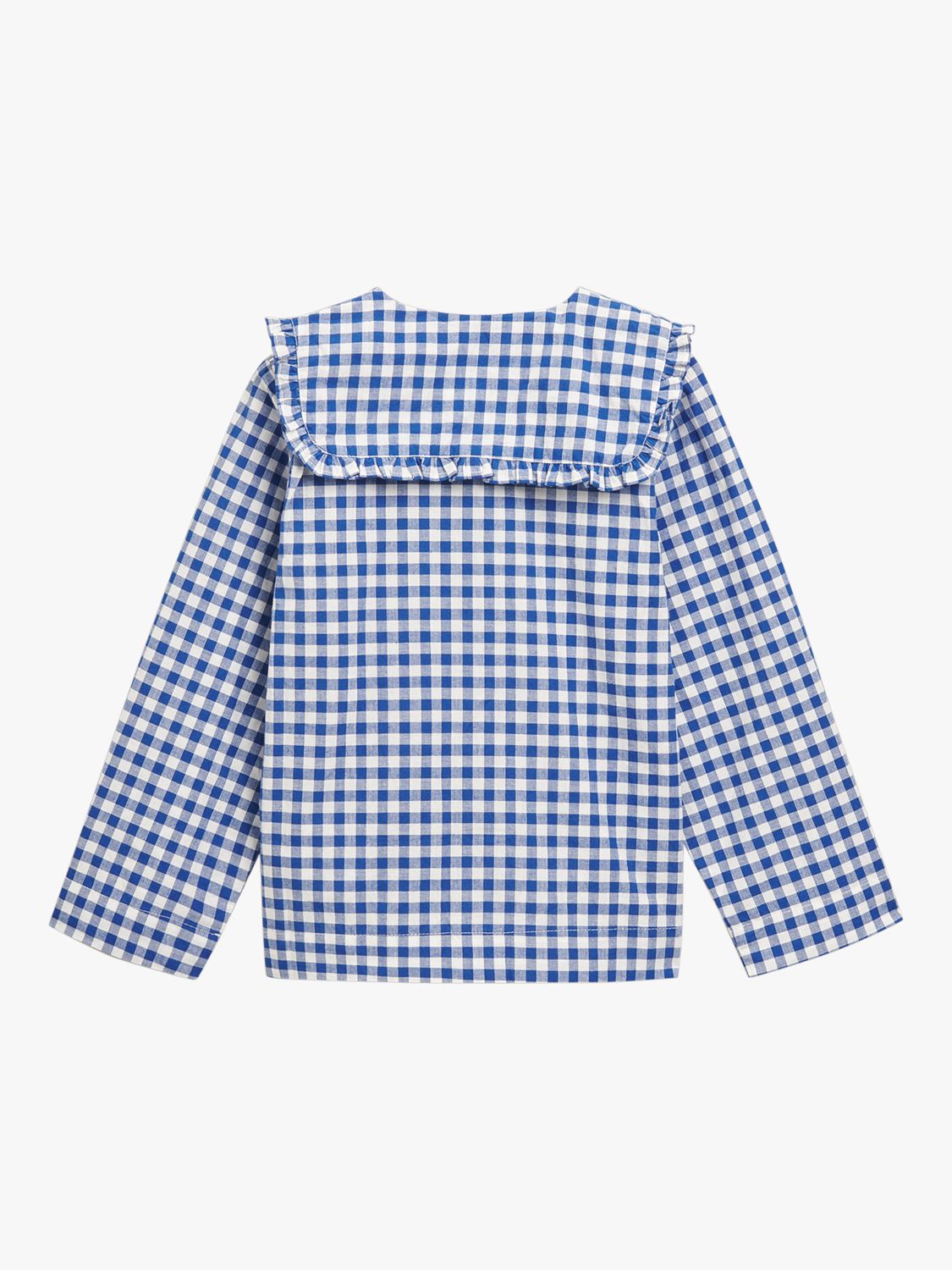Whistles Kids Gingham Collar Cotton Pyjama Set, Blue, 3-4 years