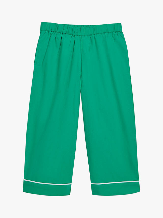 Whistles Kids' Contrast Piping Cotton Pyjama Set, Green