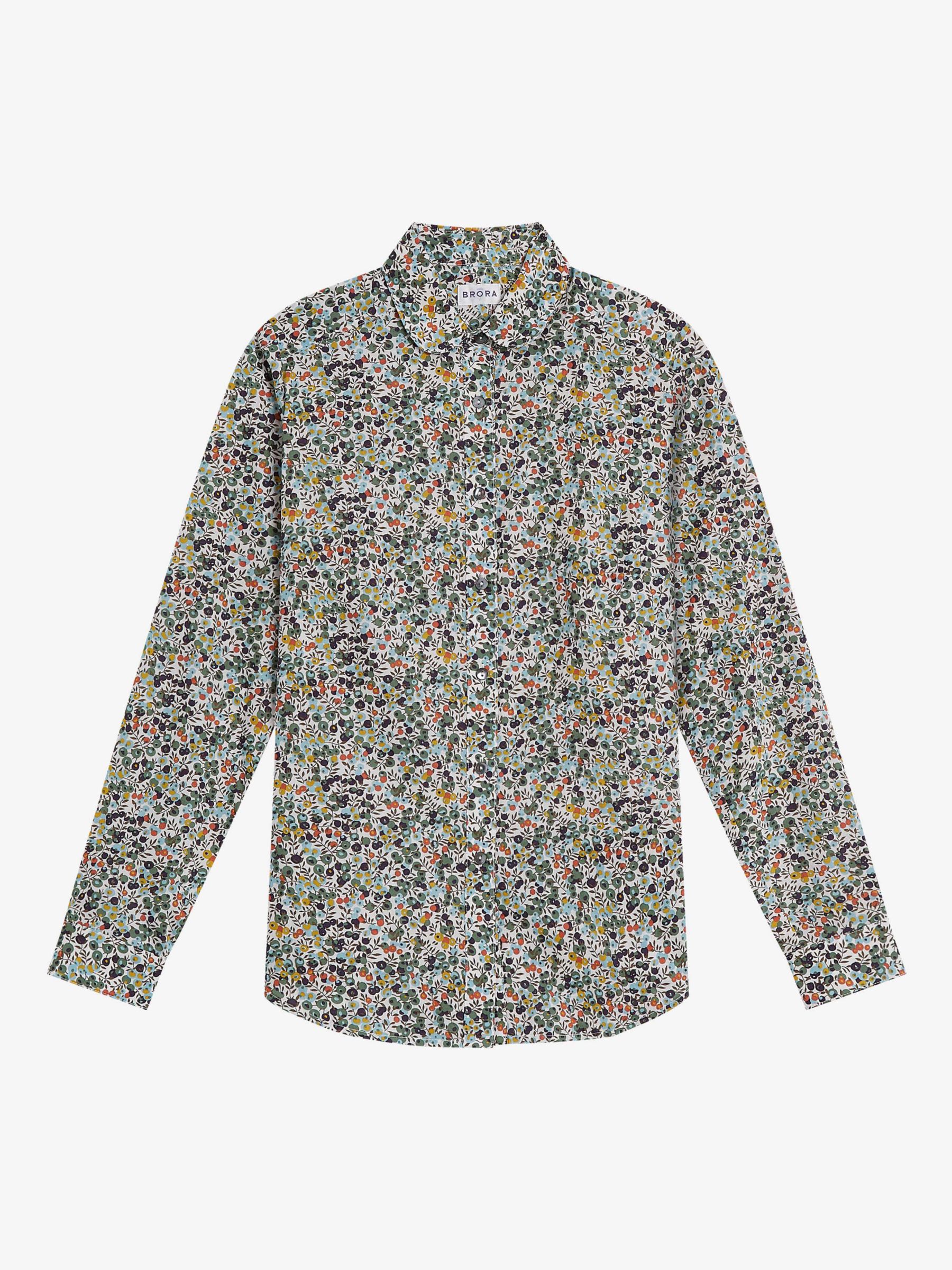 Brora Liberty Print Organic Tana Lawn Shirt, Chambray Garden, 6