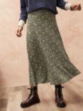 Brora Liberty Print Jersey Midi Skirt, Olive Meadow