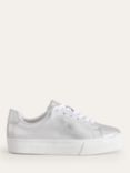 Boden Leather Flatform Trainers, Silver Tumbled