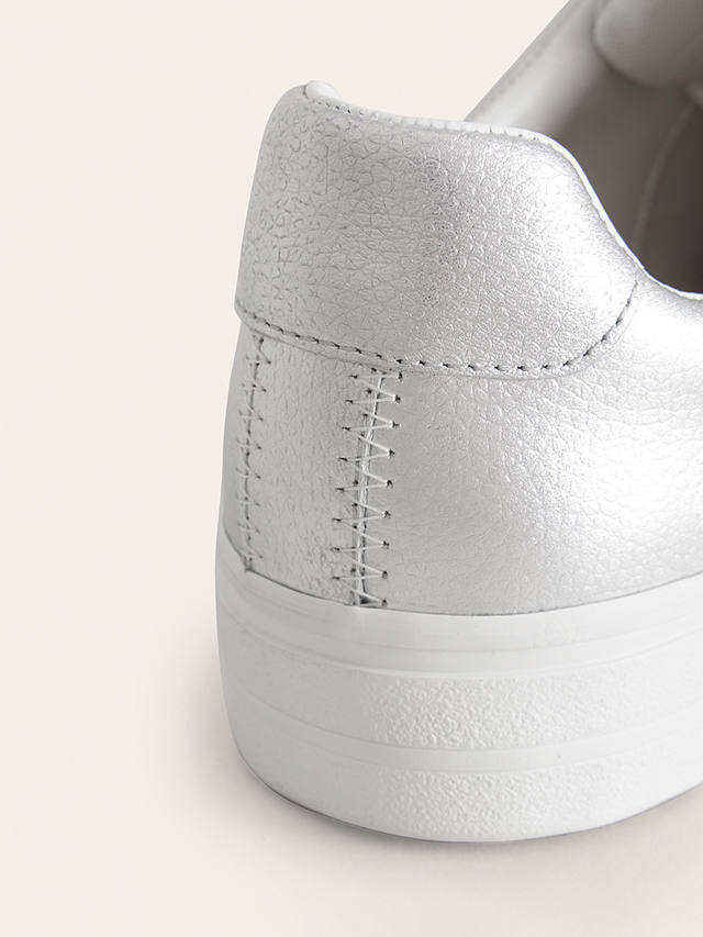 Boden Leather Flatform Trainers, Silver Tumbled 