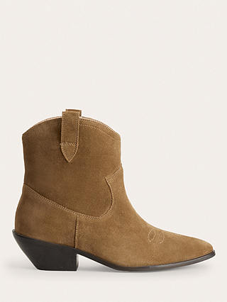 Boden Suede Western Ankle Boots, Muscovado