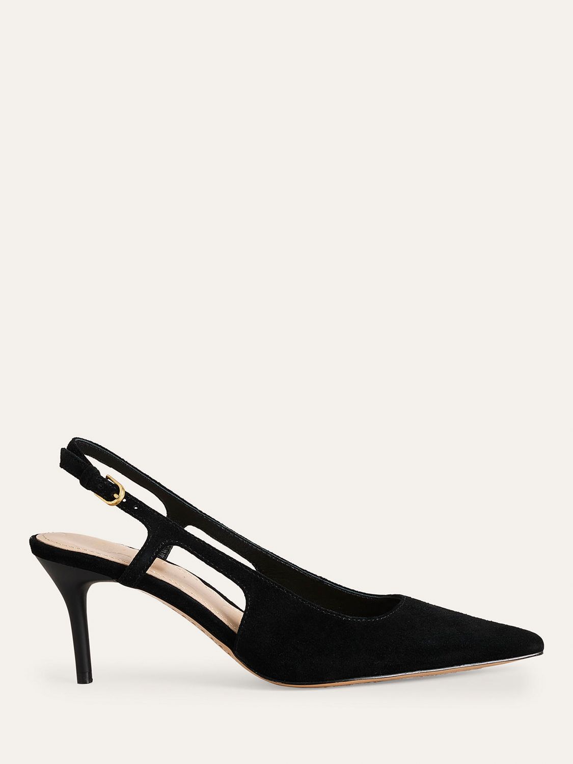 Boden Cut-out Sling Back Casual Shoes, Black Kid Suede at John Lewis ...