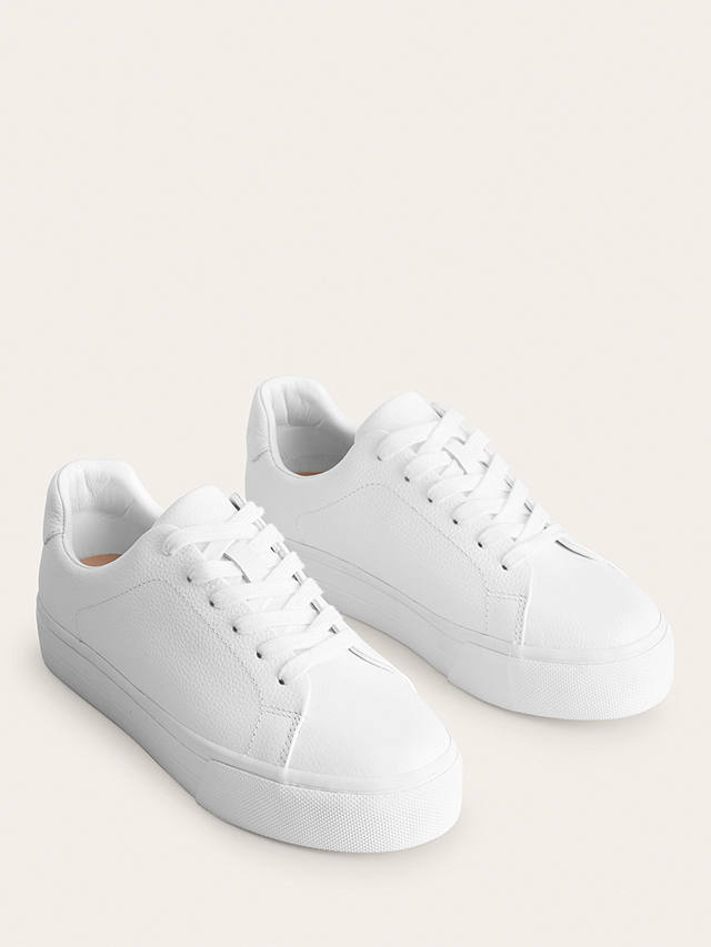Boden Leather Flatform Trainers, White at John Lewis & Partners