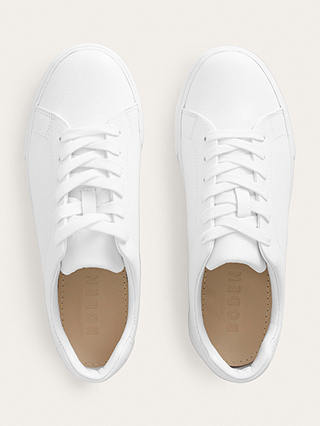 Boden Leather Flatform Trainers, White Tumbled 