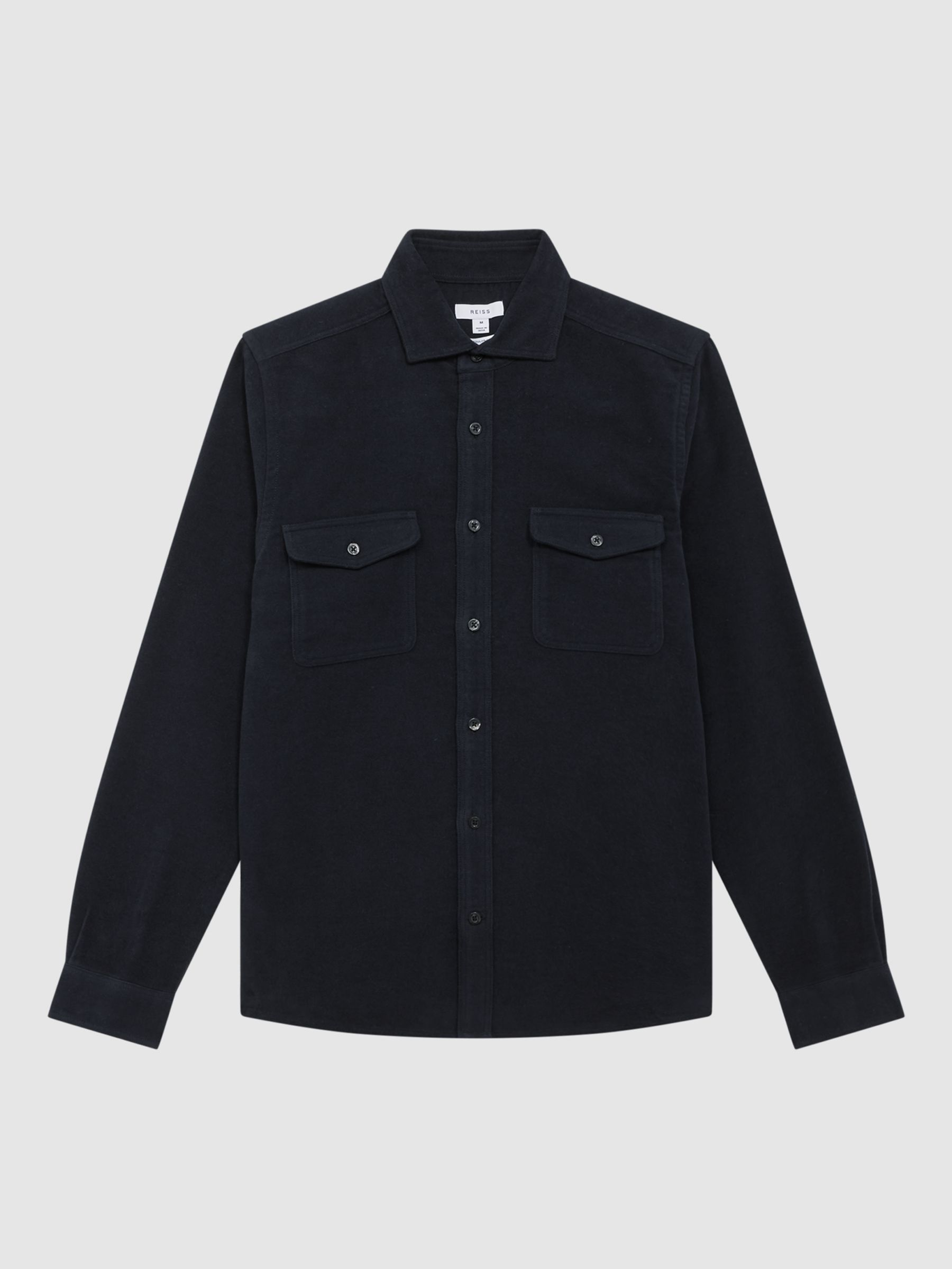 Reiss Miami Twin Pocket Overshirt, Navy at John Lewis & Partners