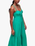 Whistles Tie Front Cotton Midi Beach Dress, Green