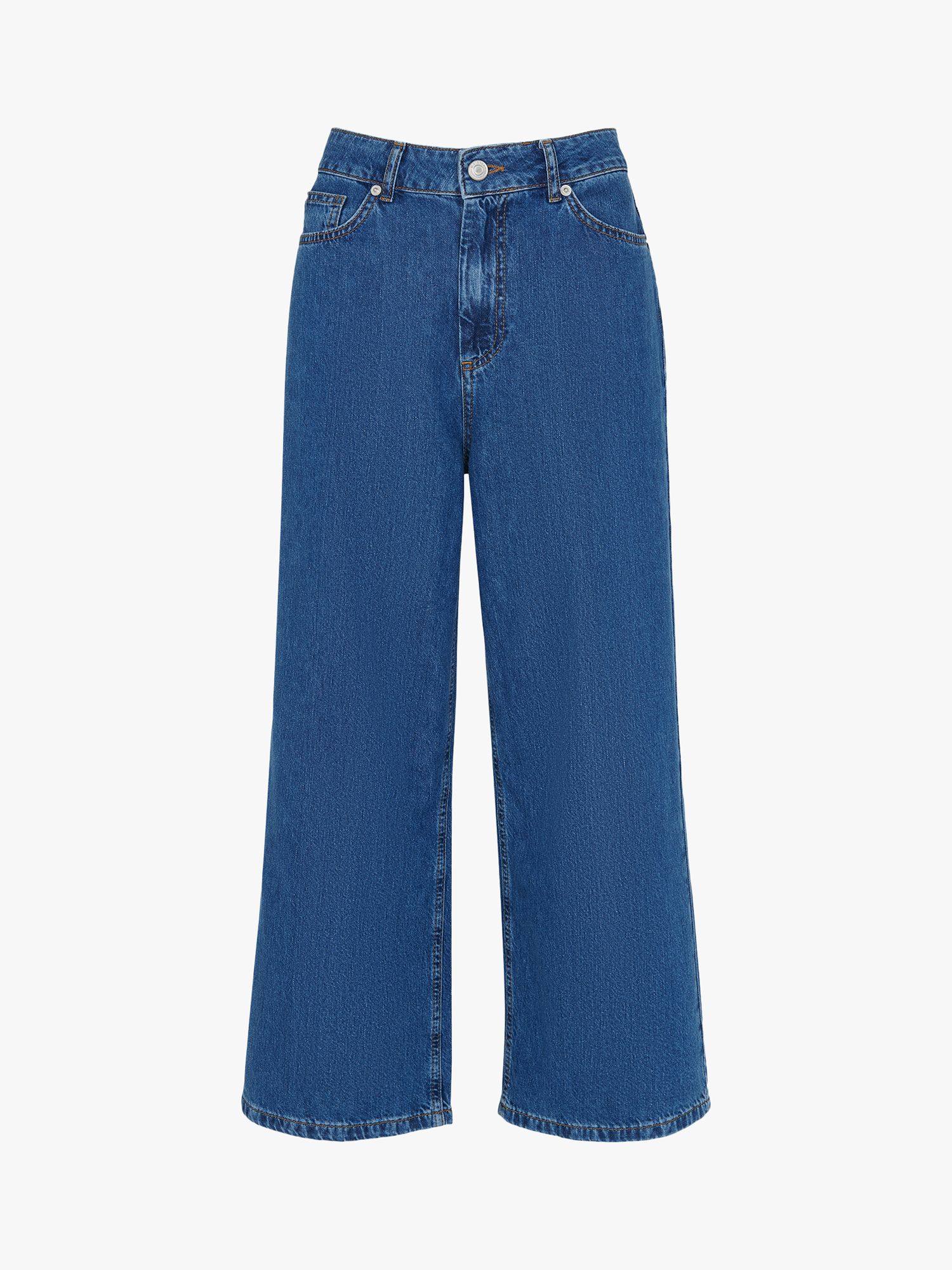 Whistles Wide Leg Cropped Jeans, Denim, 26