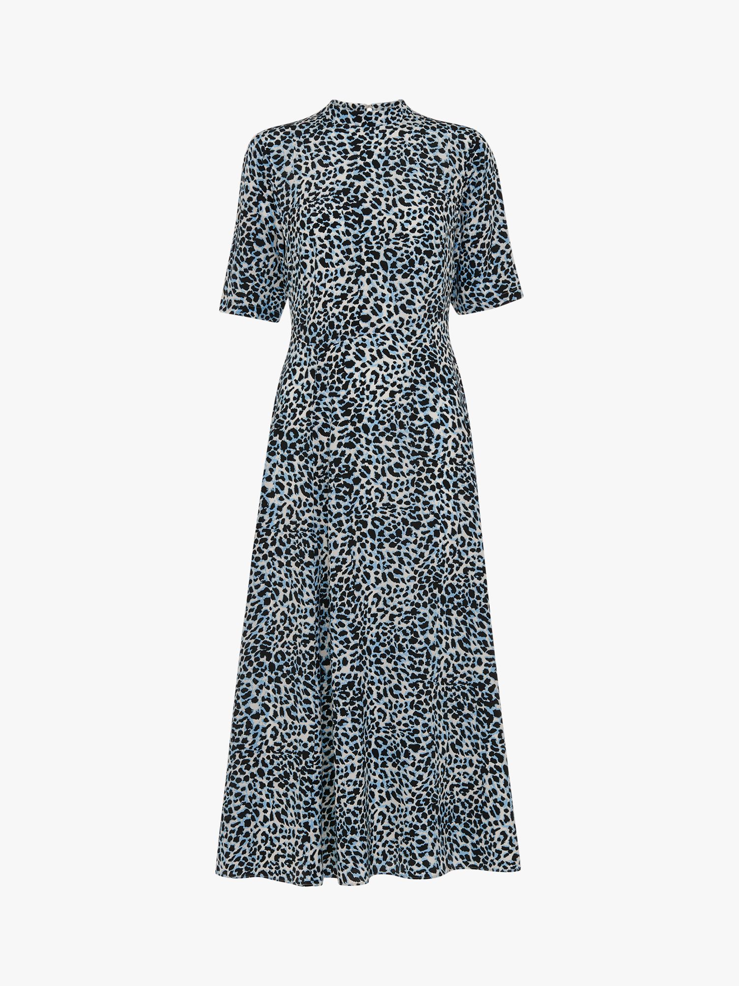 Buy Whistles Abstract Cheetah Silk Midi Dress, Blue/Multi Online at johnlewis.com