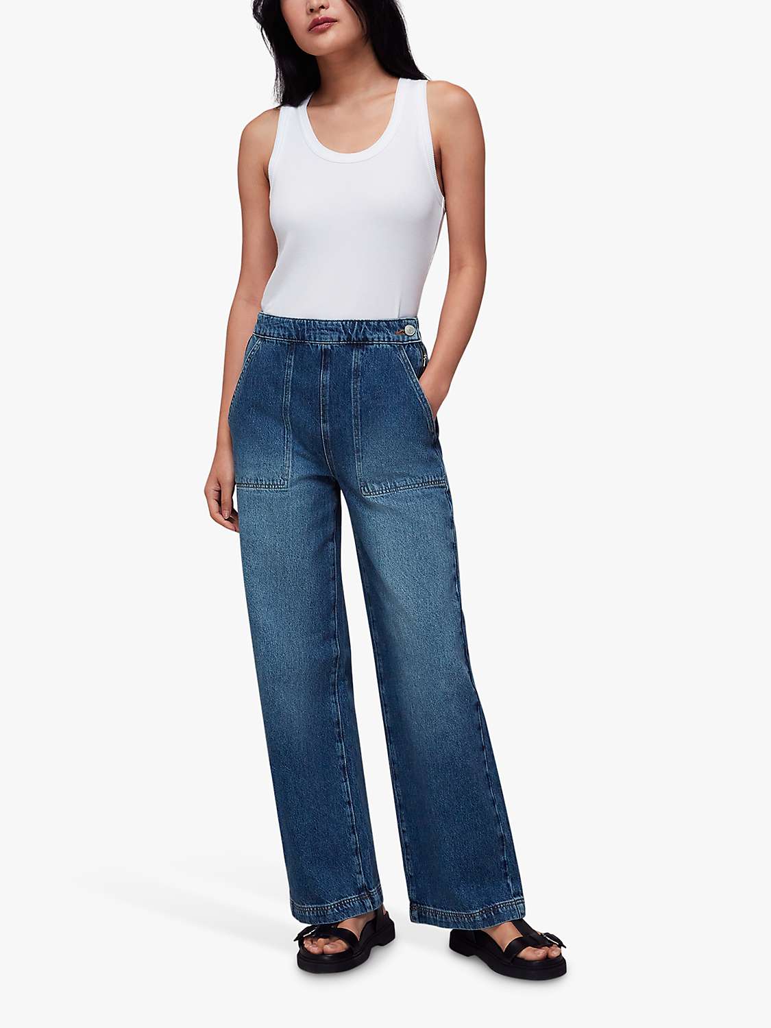 Whistles Authentic Side Zip Jeans, Denim at John Lewis & Partners