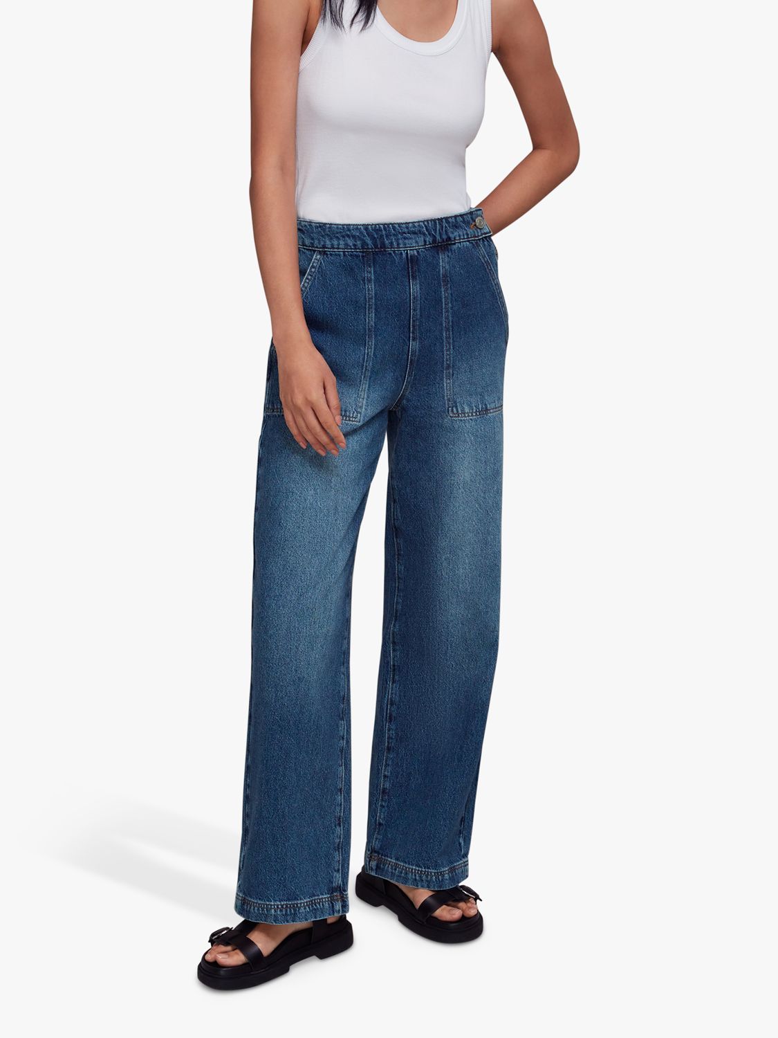 Whistles Authentic Side Zip Jeans, Denim