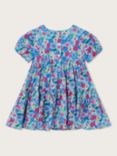 Monsoon Baby Short Sleeve Floral Dress, Blue/Multi