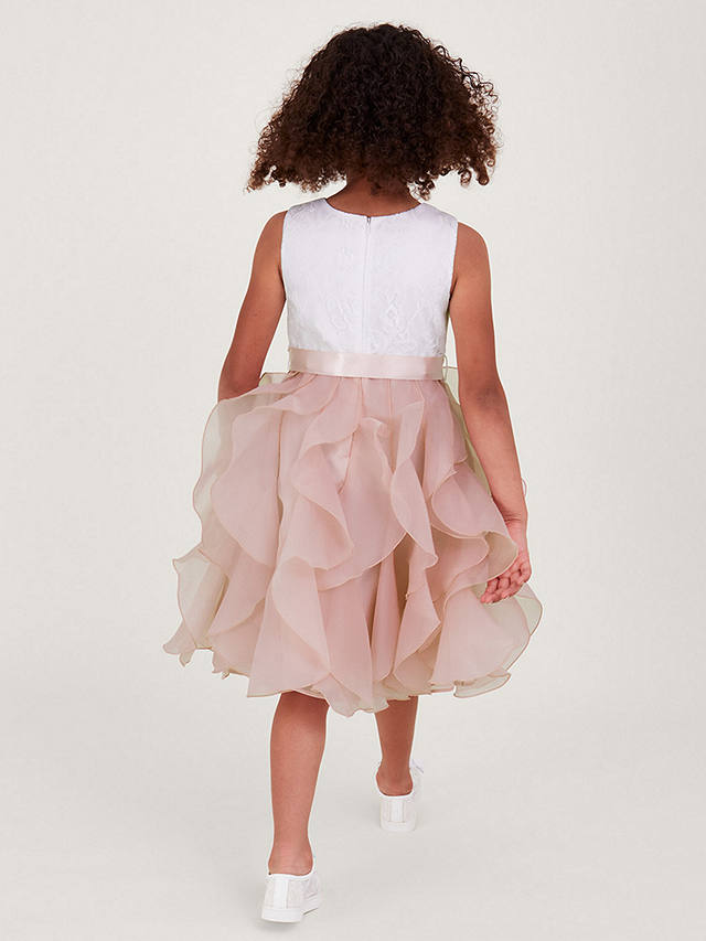 Monsoon Kids' Lace Ruffle Dress, Pink