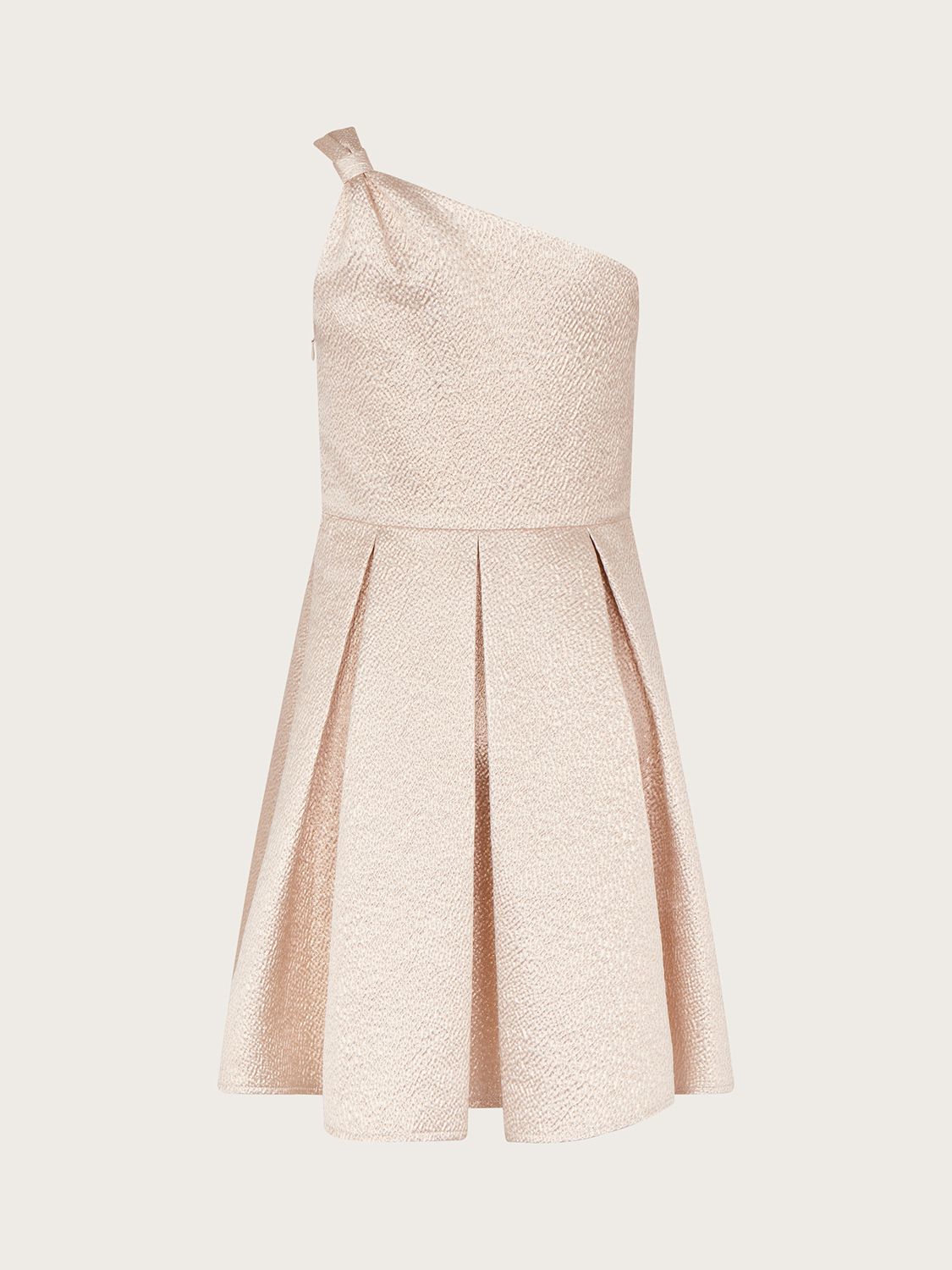 Buy Monsoon Kids' Jacquard Pleated Bow Dress, Gold Online at johnlewis.com