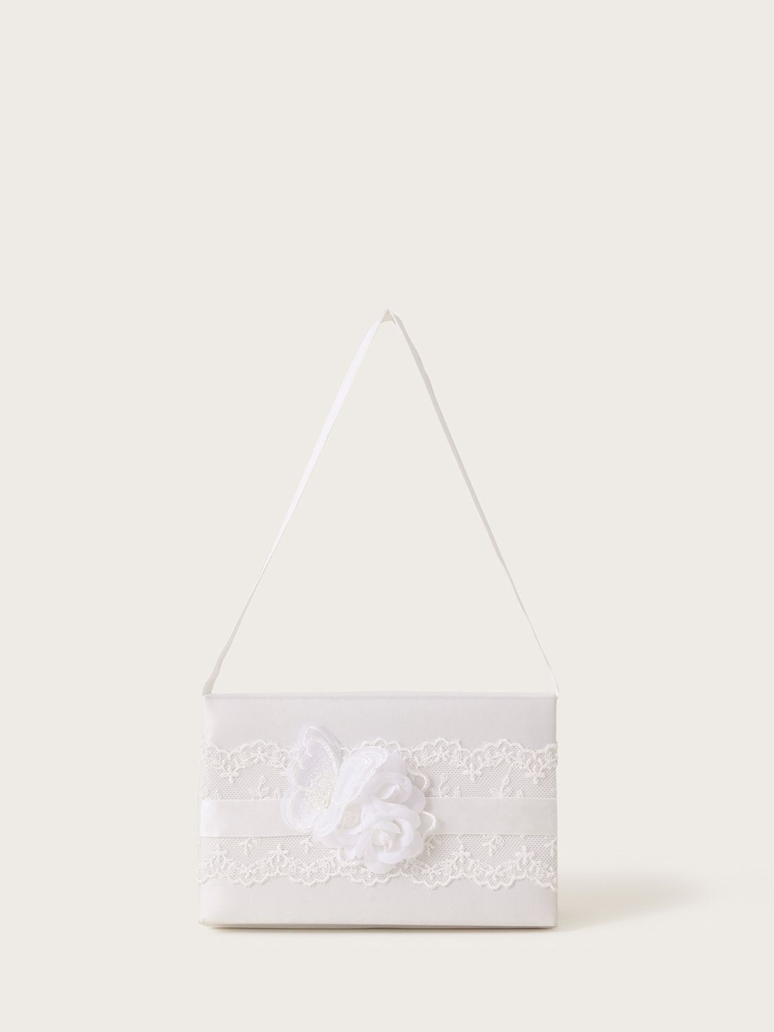 Monsoon Kids' Communion Lace Flower Bag, White