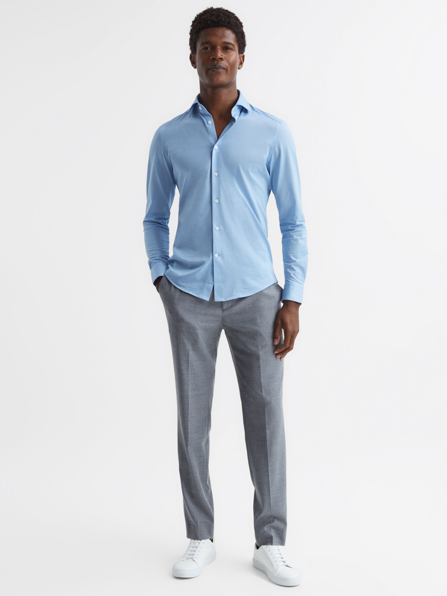 Reiss Nate Shirt, Soft Blue at John Lewis & Partners