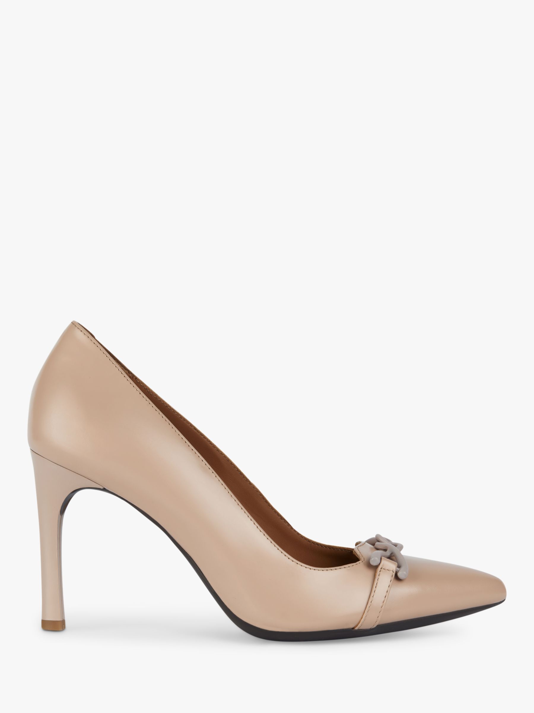 Geox Faviola High Leather Court Shoes, Nude at John Lewis & Partners