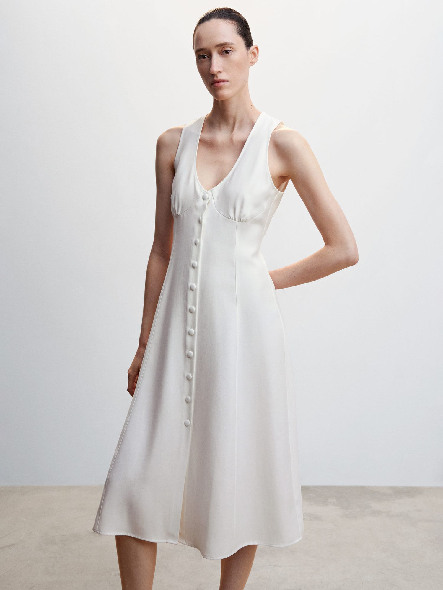 Mango Minerva-H Dress, White, 6