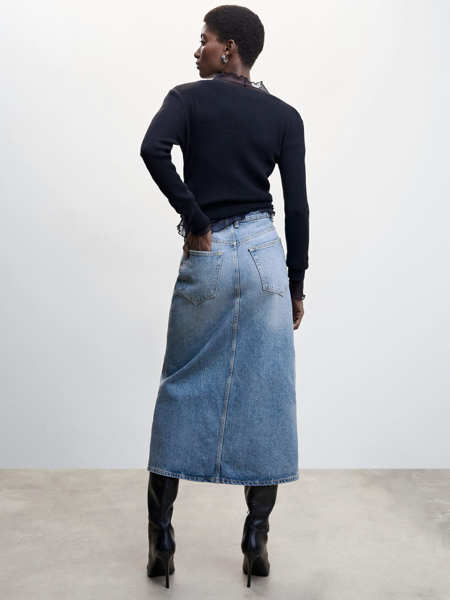 Buy Mango Jolie Midi Skirt, Blue Online at johnlewis.com