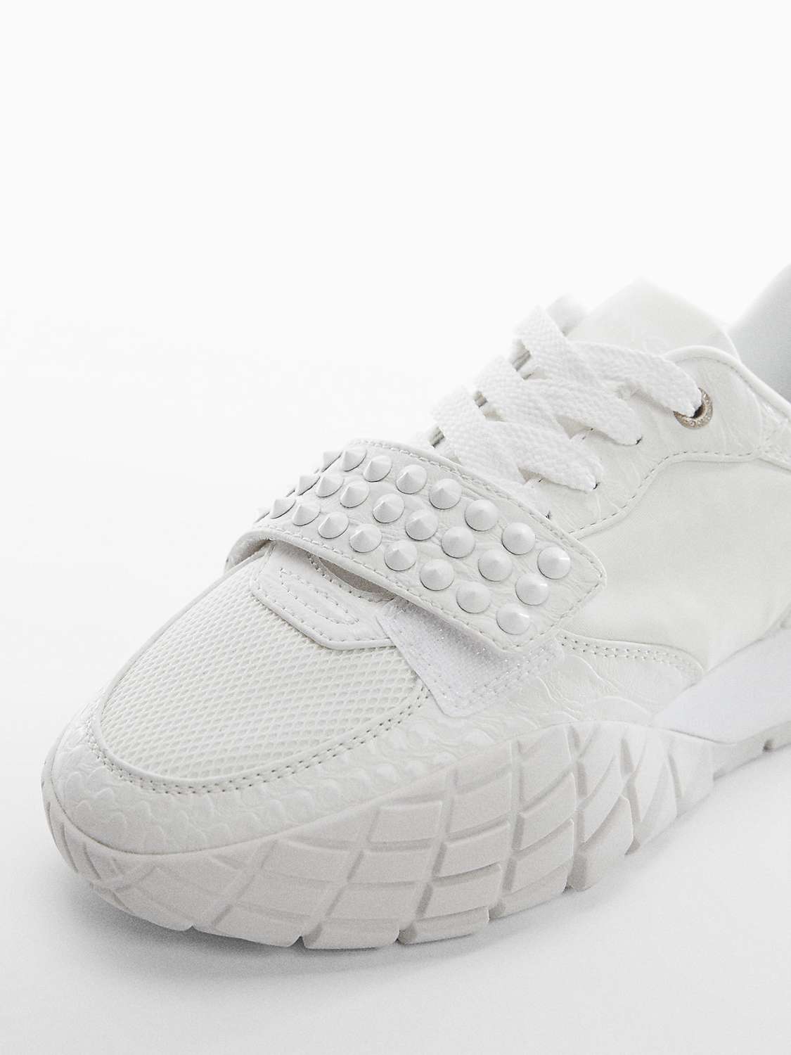 Buy Mango Respi Lace-Up Trainers, White Online at johnlewis.com