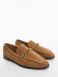 Mango Halo Leather Loafer Shoes, Medium Brown