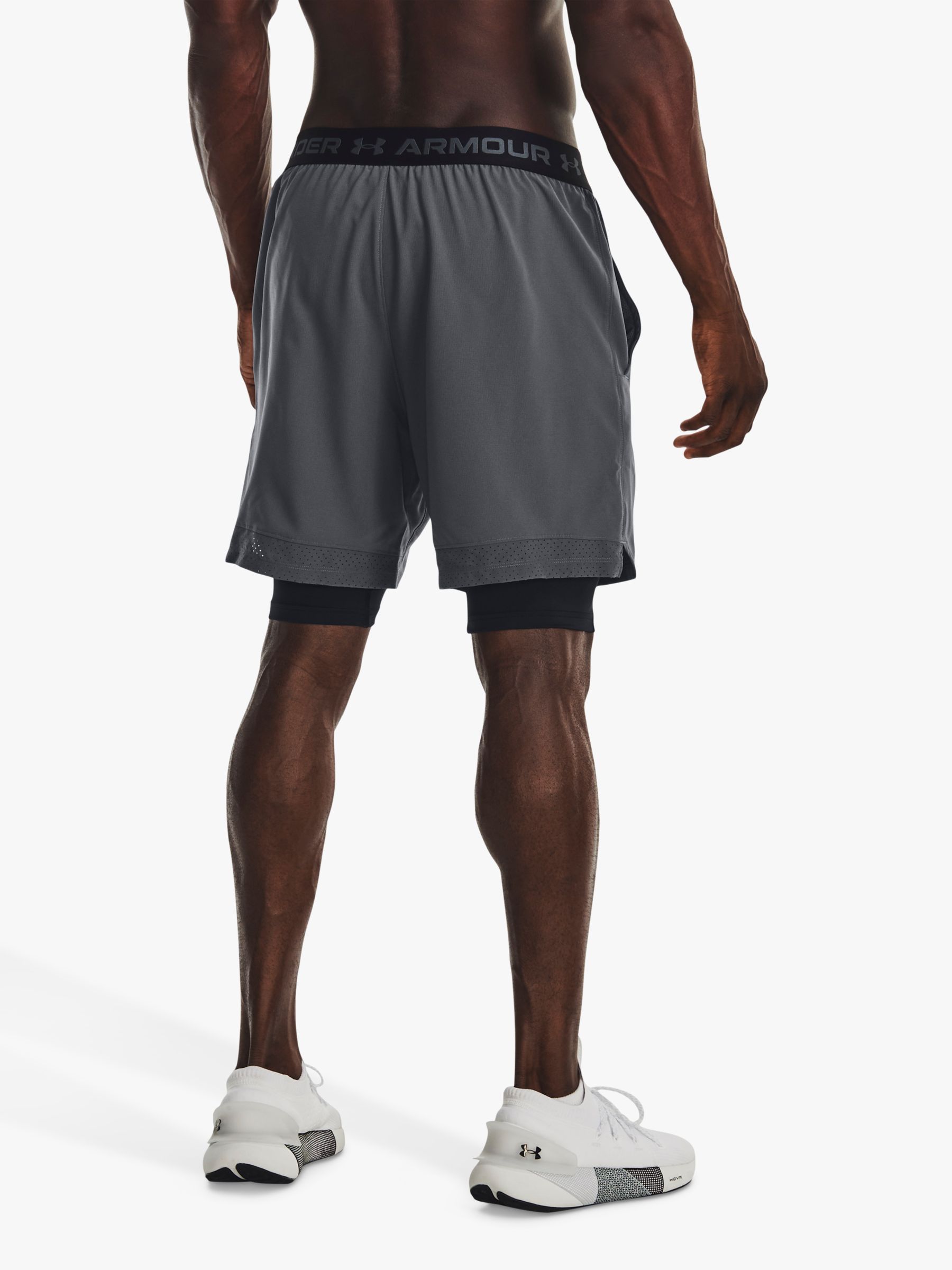 Men’s Under Armour Flat Front Basketball Shorts Pockets Logo Black Size  Large