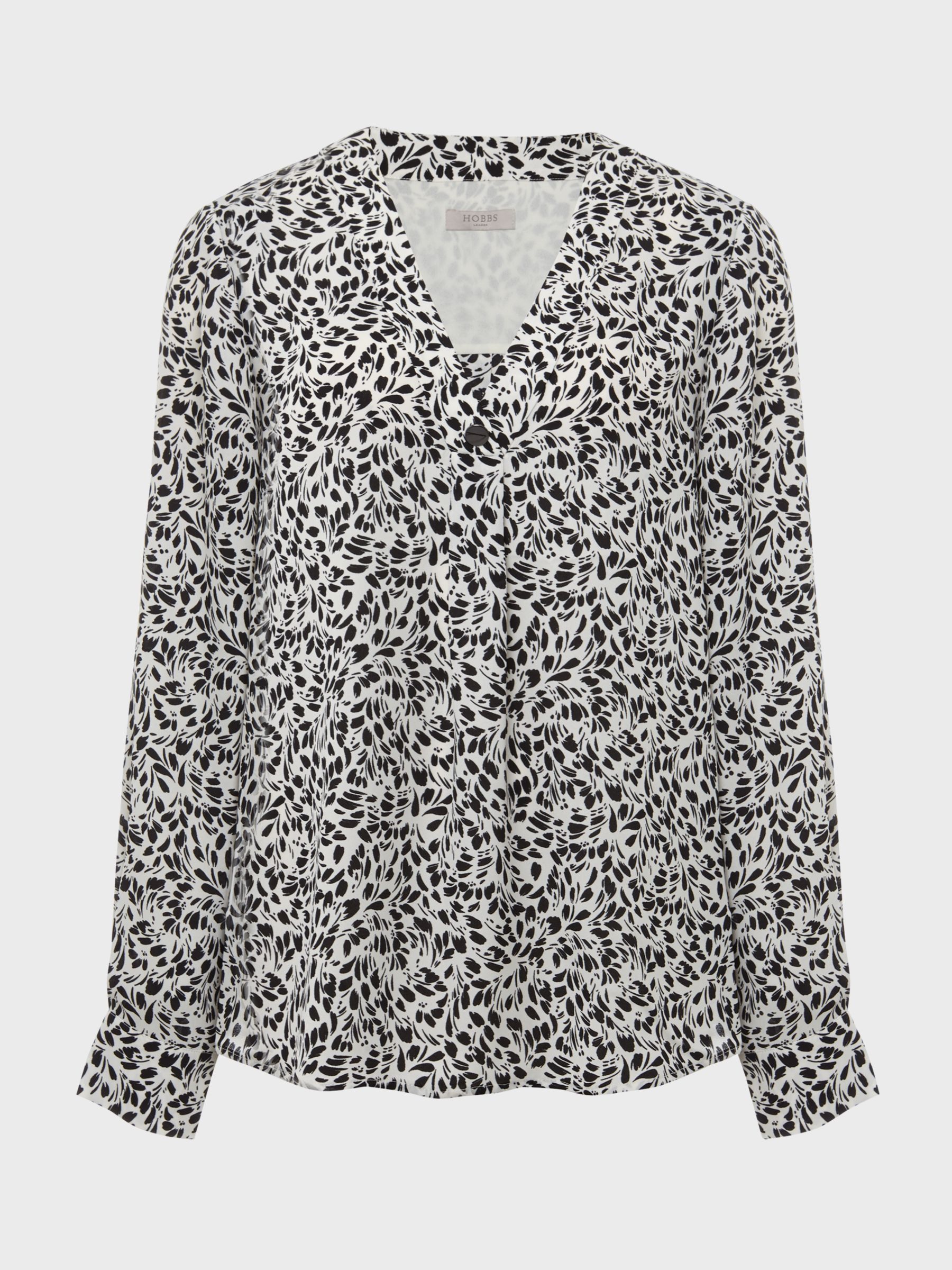 Hobbs Nelle Abstract Print Blouse, Ivory/Black at John Lewis & Partners