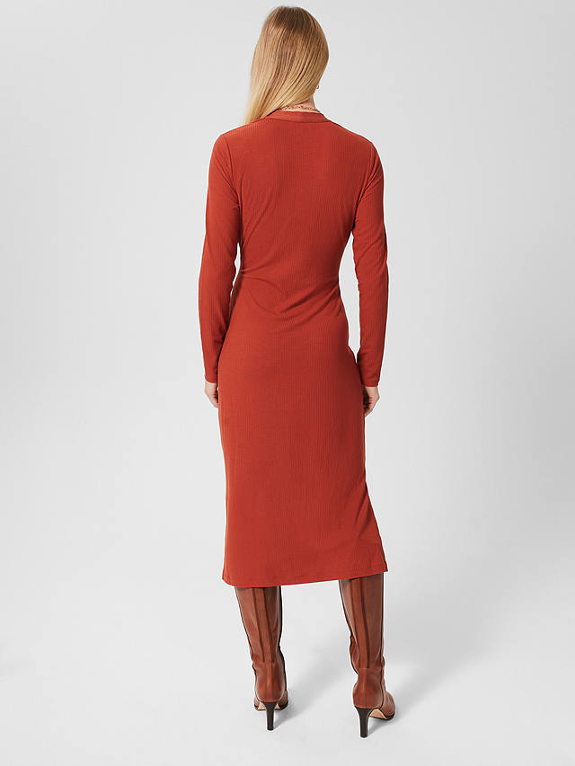 Hobbs Hatty Ribbed Jersey Midi Dress, Pecan