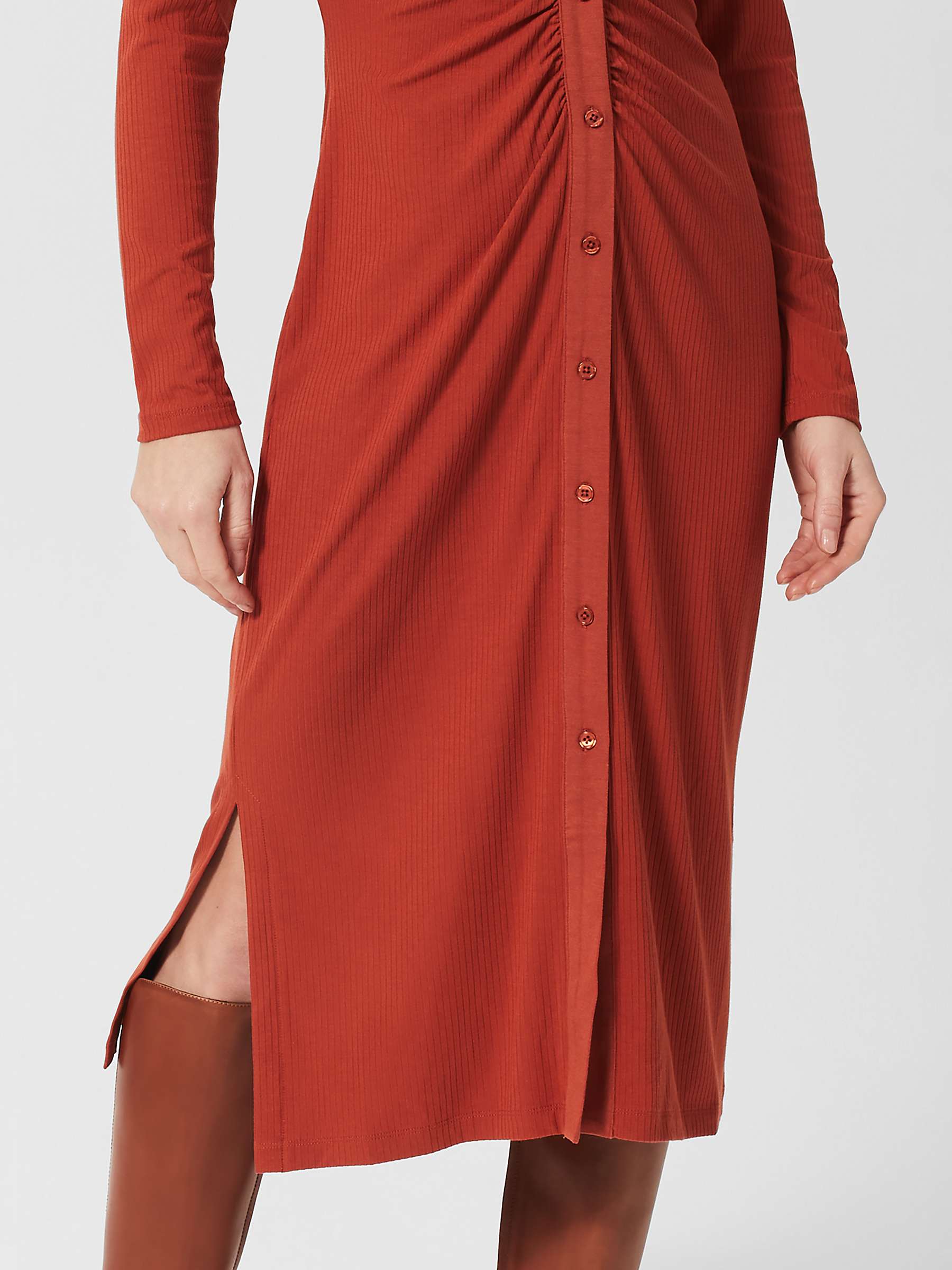 Buy Hobbs Hatty Ribbed Jersey Midi Dress, Pecan Online at johnlewis.com