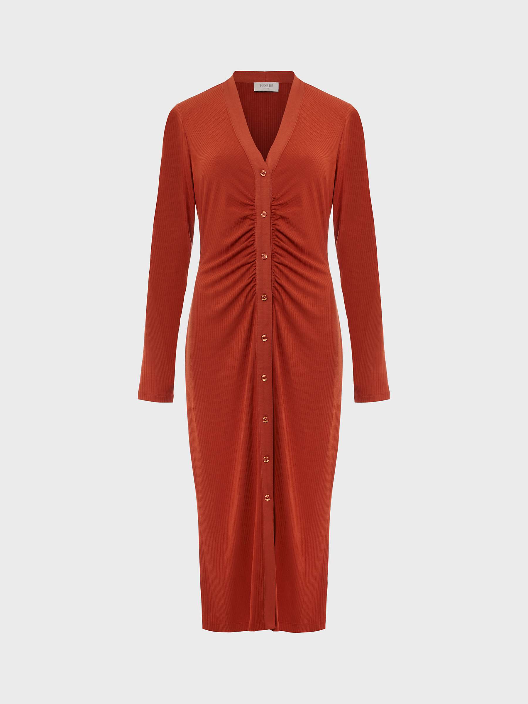 Buy Hobbs Hatty Ribbed Jersey Midi Dress, Pecan Online at johnlewis.com