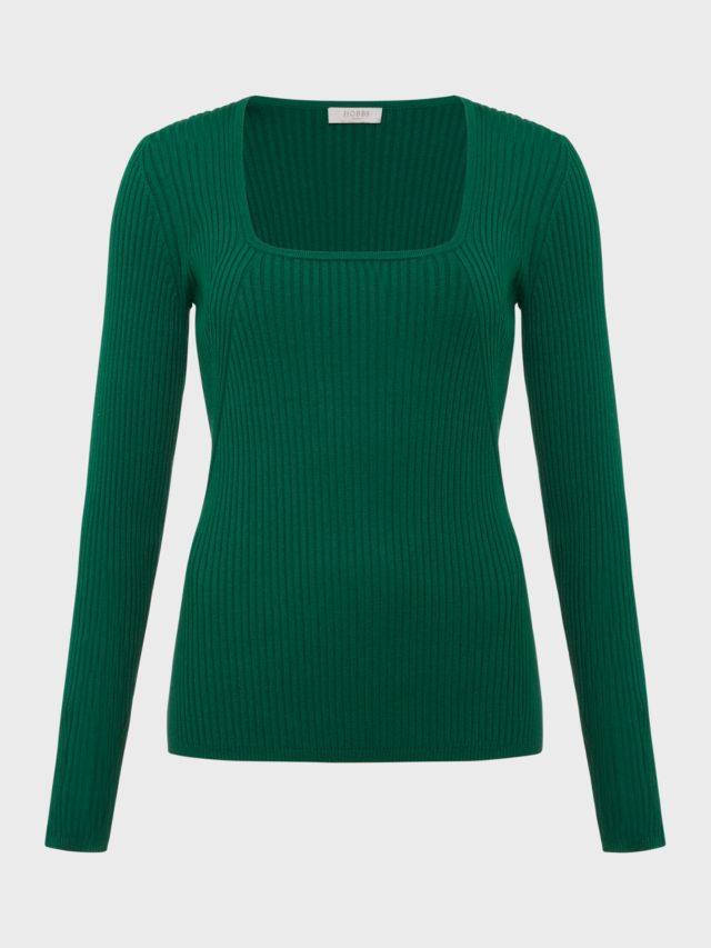 Hobbs Bethan Knitted Top, Evergreen, XS