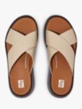 FitFlop Fmode Luxe Leather Flatform Cross Slider Sandals, Beige/Black, Stone Beige/Black