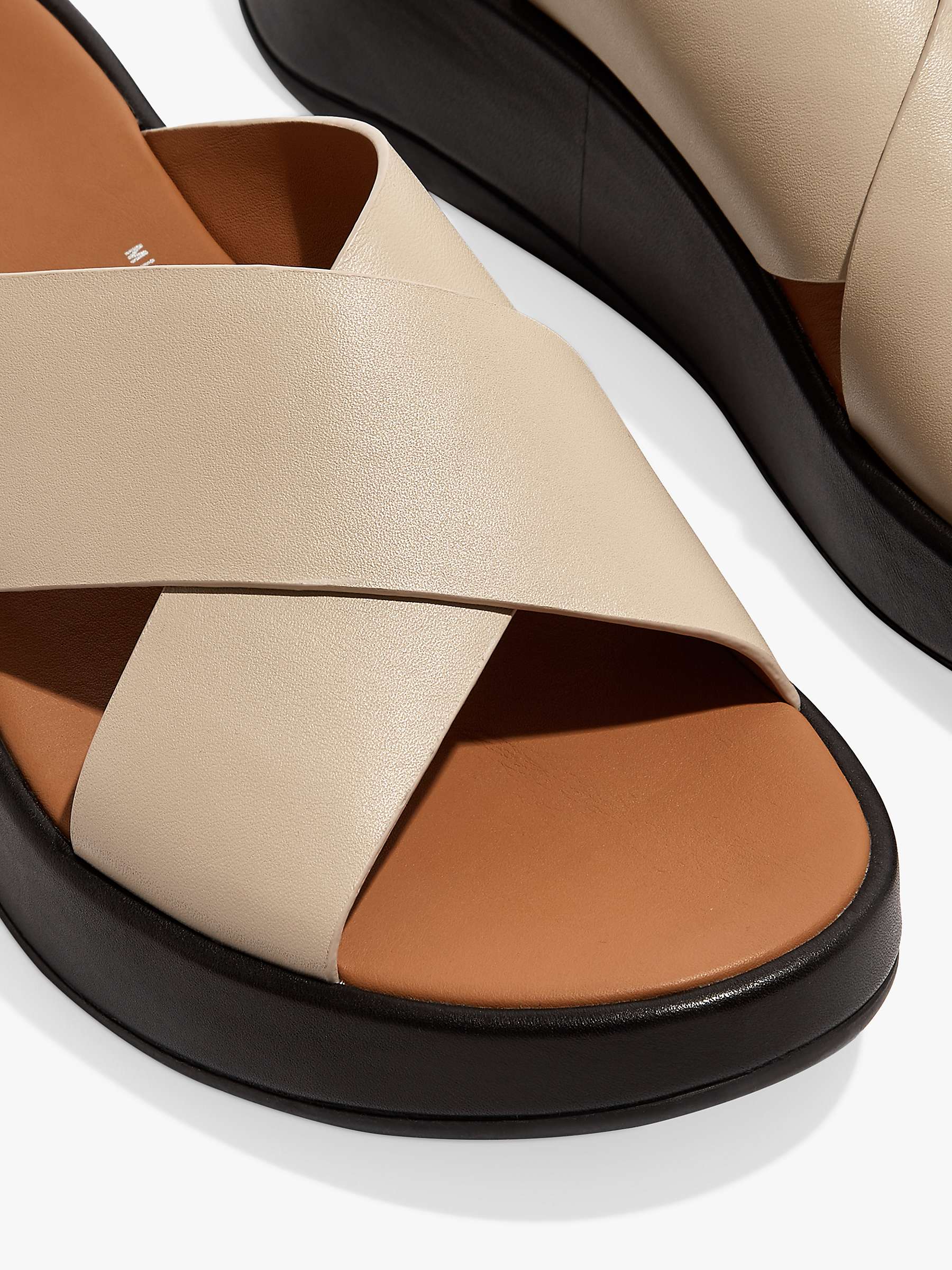 Buy FitFlop Fmode Luxe Leather Flatform Cross Slider Sandals, Beige/Black Online at johnlewis.com